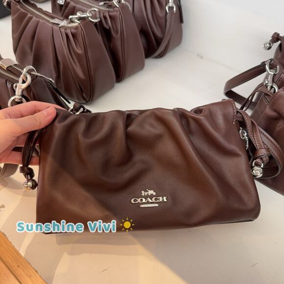 NWT Coach Faye Shoulder Bag CV529 Leather Wear 3 Ways Silver/Maple - Picture 1 of 12